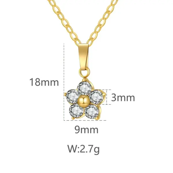 Wholesale 304 Stainless Steel Simple Style Classic Style Inlay Flower Zircon Pendant Necklace