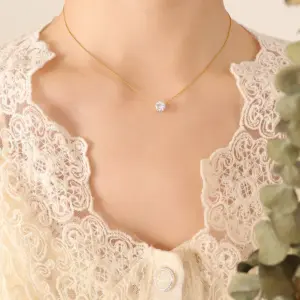 Wholesale PVD Coated Real Gold Plated Geometric Titanium Steel Fashion Waterproof Non Tarnish Necklace