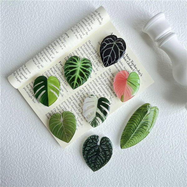 Wholesale Simulation fresh leaf epoxy airbag bracket creative lazy desktop support back sticker retractable Mobile phone bracket