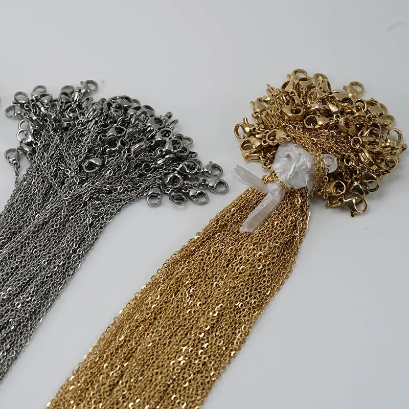 Wholesale Jewelry Simple Style Solid Color 304 Stainless Steel Titanium Steel 18K Gold Plated Chain Stainless Steel Necklaces