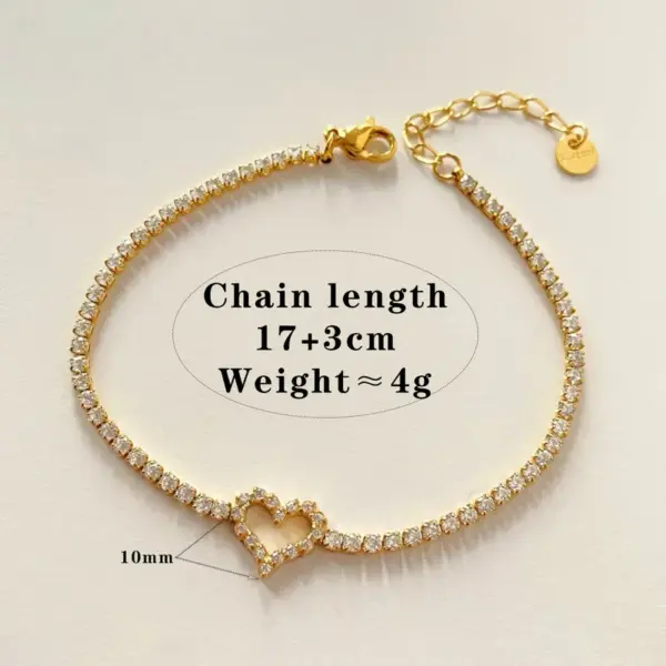 PVD Coated Real Gold Plated 16K White Heart Shape 304 Stainless Steel Casual Elegant Waterproof Non Tarnish Bracelets Bangle