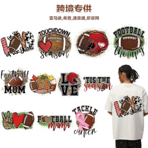 oly-f7cae21dad0dc5f286184bcf4b596c35 Wholesale Cross-border Rugby DTF Stamping DIY Printing Pattern Thermal Transfer White Ink Stamping Stickers in stock