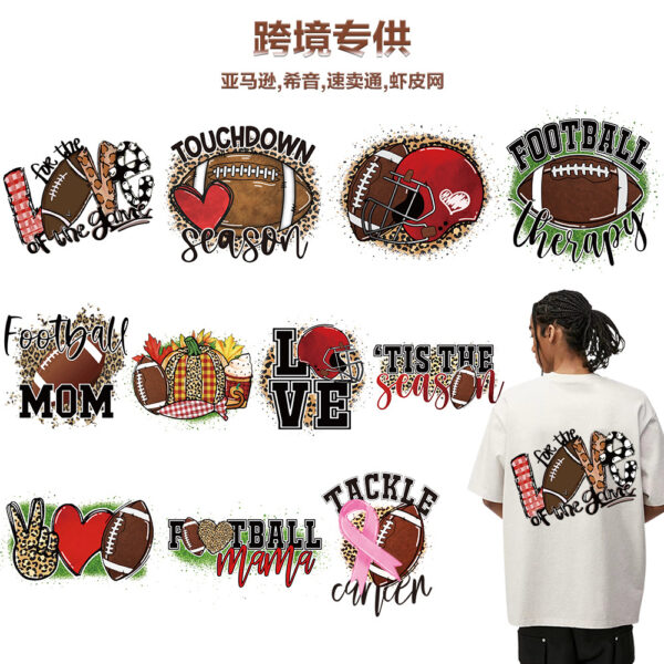 Wholesale Cross-border Rugby DTF Stamping DIY Printing Pattern Thermal Transfer White Ink Stamping Stickers in stock