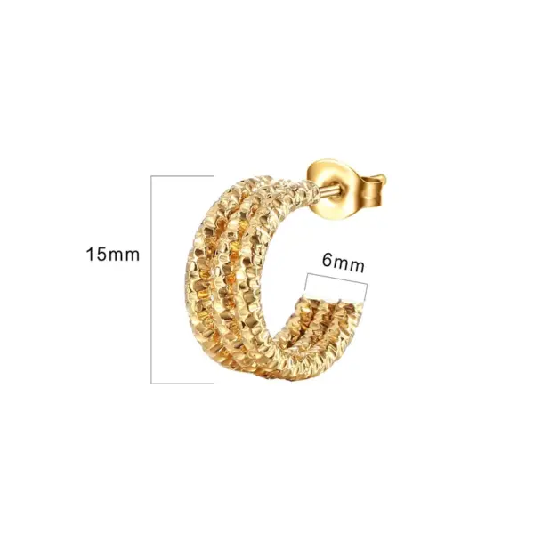 Wholesale PVD Coated 18K Gold Real Gold Plated C Shape 201 Stainless Steel Fashion Waterproof Non Tarnish Ear Studs