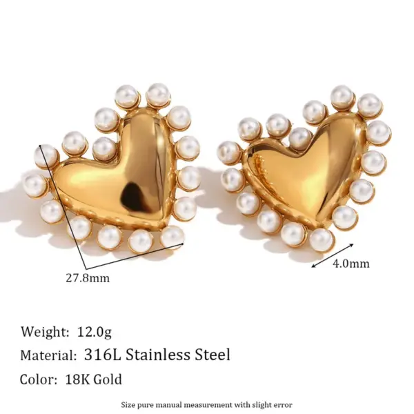 PVD Coated Real Gold Plated 18K Gold Heart Shape 304 Stainless Steel Simple Style Classic Style Waterproof Non Tarnish Ear Studs