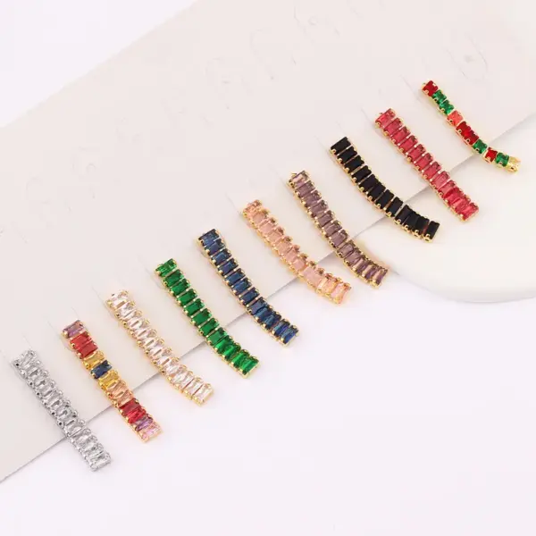 Simple Style Square Copper Earrings Tassel Zircon Copper Earrings