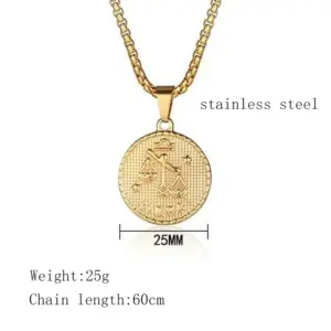 Wholesale Jewelry Fashion Constellation 304 Stainless Steel 18K Gold Plated Gold Plated Stainless Steel Necklaces