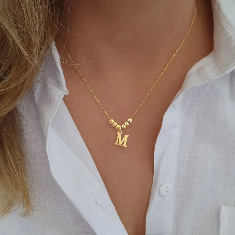 PVD Coated Real Gold Plated Letter 201 Stainless Steel 304 Elegant Simple Style Classic Waterproof Non Tarnish Pendant Necklace