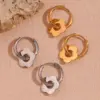 304 Stainless Steel Flower PVD Coated Stone-Free 18K Gold Plated Real Gold Plated 18K Gold Sweet Simple Style Classic Style Waterproof Non Tarnish Plating Drop Earrings