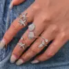 Wholesale Stainless Steel Open Ring Fish Tail Starfish Shell 5A Zirconia True Gold Plated Ocean Series Index Finger Jewelry Luxury Romantic