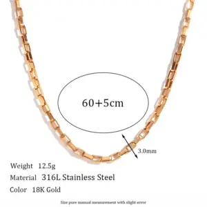 3mm Length Keel Chain-Gold Necklace