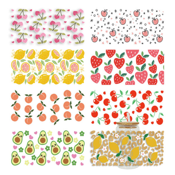 Wholesale Colorful Fruits 16oz Cup UV DTF Wrap