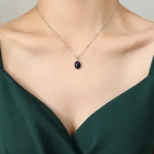 P703-Steel Small Black Necklace