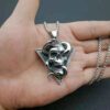 Wholesale AliExpress new retro skull and snake European and American punk style pendant polished skull men's necklace pendant