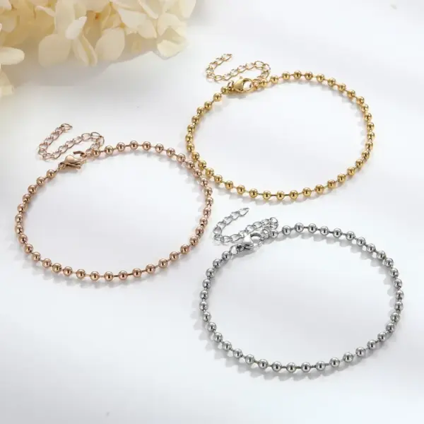 Wholesale PVD Coated 18K Gold Plated Round Stainless Steel Simple Style Waterproof Non Tarnish Bracelets