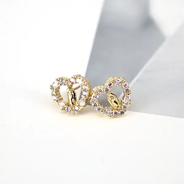 Wholesale Retro Cross Jesus Virgin Mary Earrings Female Copper Micro-set Zircon Earrings Wholesale