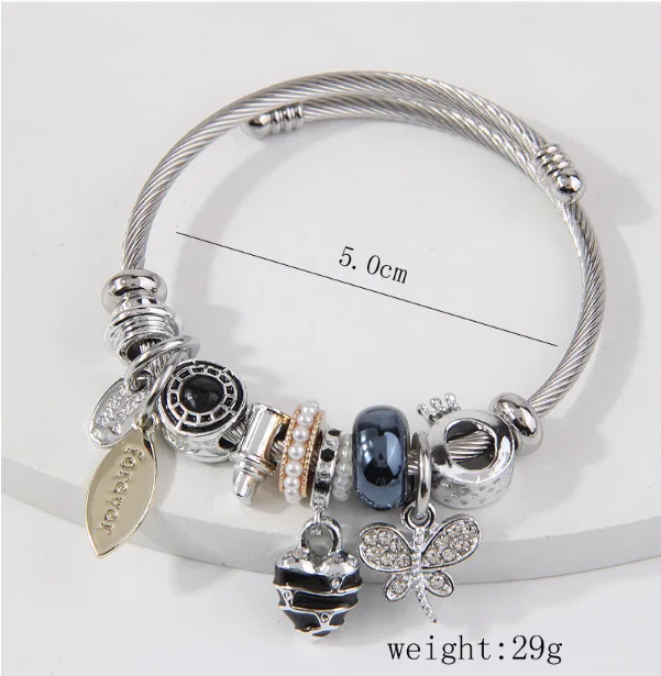 201 Stainless Steel Alloy Heart Shape agoy Electroplated White K Plated Simple Style Bangle
