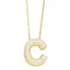 Wholesale Simple Style Shiny Letter Stainless Steel Copper 18k Gold Plated Zircon Pendant Necklace In Bulk
