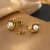 304 Stainless Steel Plastic Pea Ion Plating (IP) Acrylic 18K Gold Plated Sweet Simple Style Waterproof Non Tarnish Plating Inlay Gold Earrings Necklace Jewelry Set