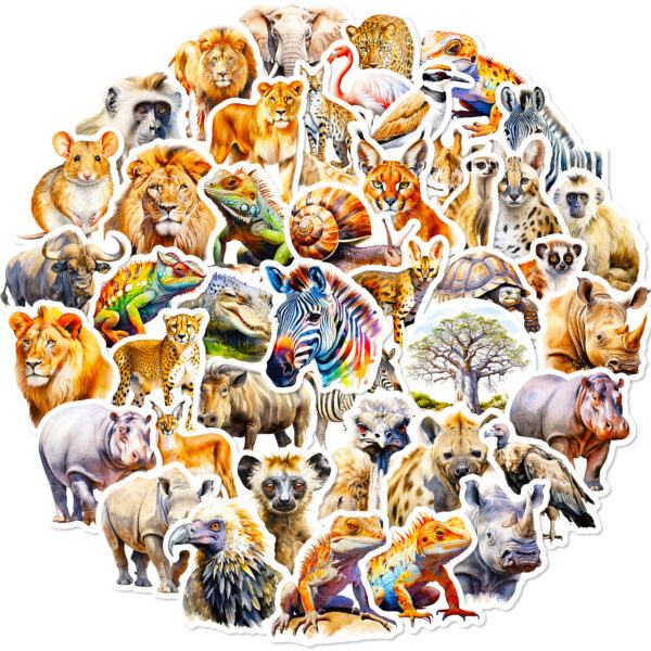 Wholesale 50PCS/PACK realistic African animal personalized DIY stickers