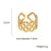 Wholesale PVD Coated Real Gold Plated Geometric Stainless Steel Retro Waterproof Non Tarnish Open Ring