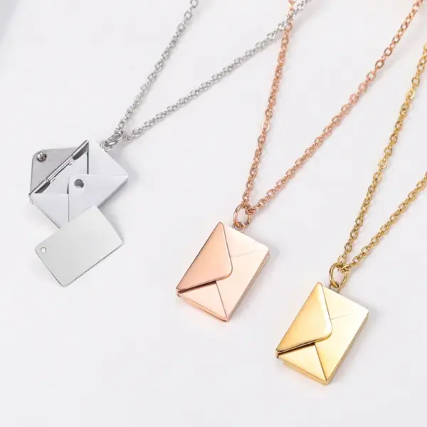 Wholesale Fashion Simple Style Envelope Letter Titanium Steel Carving Necklace
