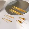 Wholesale PVD Coated 18K Gold Real Gold Plated Solid Color 304 Stainless Steel Simple Style Waterproof Non Tarnish Drop Earrings
