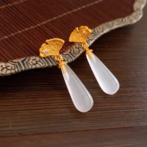 138# Silver Needle-Gold-White-Ginkgo Leaf