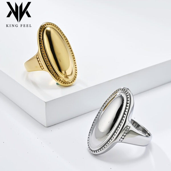 Wholesale European and American simple light luxury oval large smooth titanium steel ring women's temperament exaggerated high-end fashion wearing food ring
