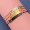 Wholesale 304 Stainless Steel Customization Laser Engraving Butterfly PVD Coated 18K Real Gold Plated Simple Style Waterproof Non Tarnish Hollow Out Bracelets