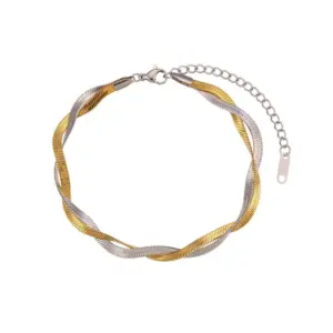 Sl161 Double-Layer Cross Golden and Silver Bracelet