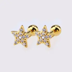 Golden Pentagram Stud Earrings Pieces