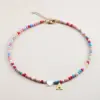 Vacation Letter Heart Shape Stainless Steel Mixed Materials Beaded Handmade Necklace