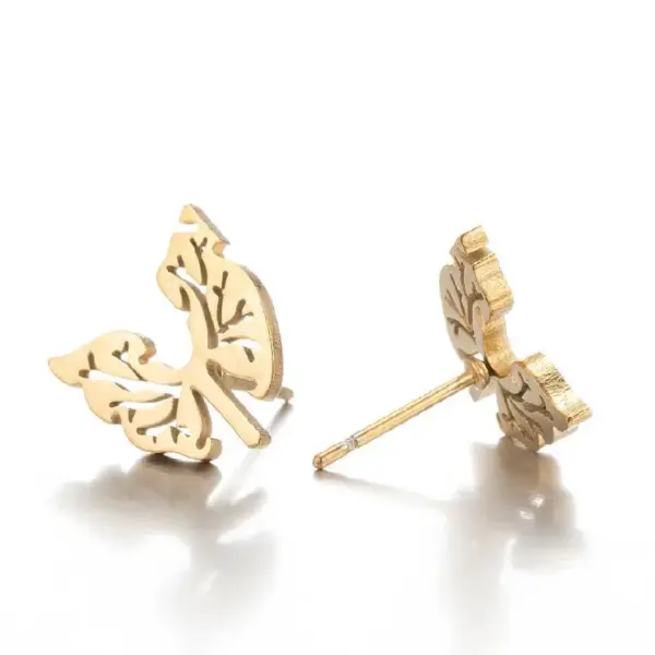 PVD Coated 18K Gold Real Gold Plated Spider Web Butterfly Notes 304 Stainless Steel Simple Style Waterproof Non Tarnish Ear Studs