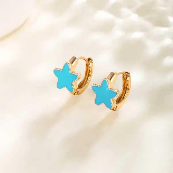 Wholesale 1 Pair Cute XUPING Sweet Star Enamel Plating Copper 18K Gold Plated Hoop Earrings