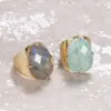 Wholesale Elegant Oval Natural Stone Copper Inlay Artificial Gemstones Open Ring