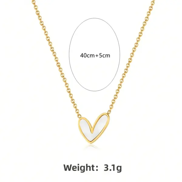 Wholesale 304 Stainless Steel Plastic Heart Shape Ion Plating (IP) Shell 18K Gold Plated Elegant Cute Sweet Waterproof Non Tarnish Plating Inlay Gold Earrings Necklace