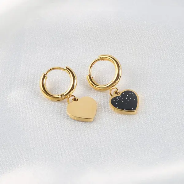 Wholesale 1 Piece Fashion Heart Shape Stainless Steel Plating Earrings