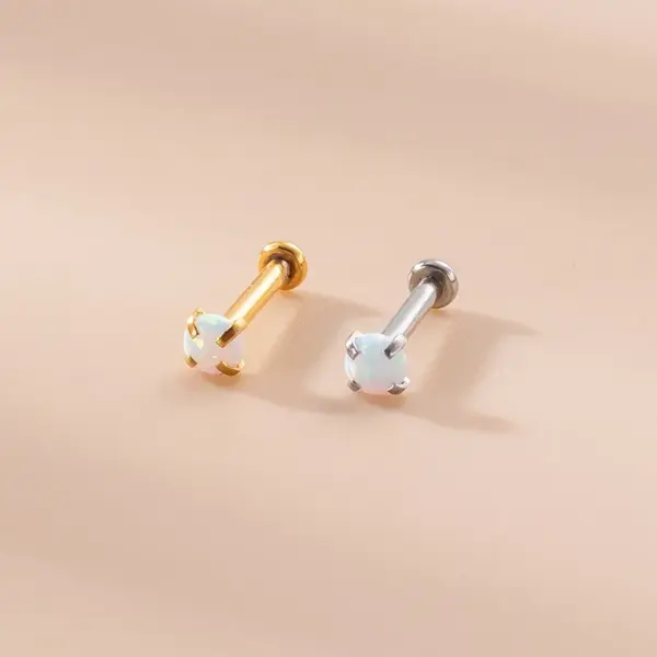 Wholesale 1 Piece Lip Rings Fashion Geometric 316L Stainless Steel Waterproof Non Tarnish Surgical Steel Artificial Gemstones