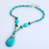 Wholesale European and American Cross-border Fashion Bohemian Turquoise Water Drop Pendant Short Necklace Turquoise Handmade Clavicle Chain for Women