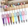 oly-f836b47f8d502532d6dfcae449127ca3 Wholesale Square diamond pearl bead pen, multi-color plastic rotating ballpoint pen