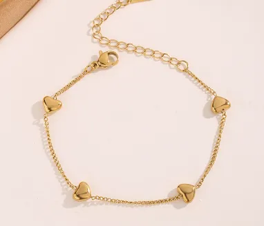 304 Stainless Steel Number PVD Coated 18K Real Gold Plated Sweet Simple Style Waterproof Non Tarnish Gold Bracelets Necklace