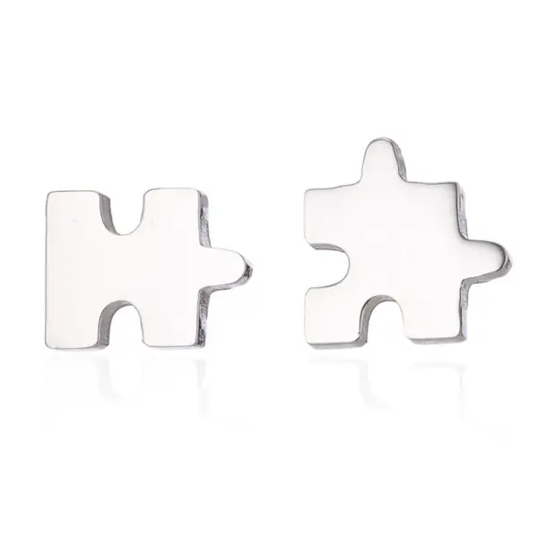 Wholesale PVD Coated 18K Gold Real Gold Plated Jigsaw 304 Stainless Steel Fashion Korean Style Waterproof Non Tarnish Ear Studs