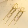 Wholesale PVD Coated Real Gold Plated 18K Gold Tassel 304 Stainless Steel Retro IG Style Waterproof Non Tarnish Drop Earrings