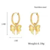 Wholesale PVD Coated Real Gold Plated 18K Gold Bow Knot 304 Stainless Steel Elegant Waterproof Non Tarnish Drop Earrings