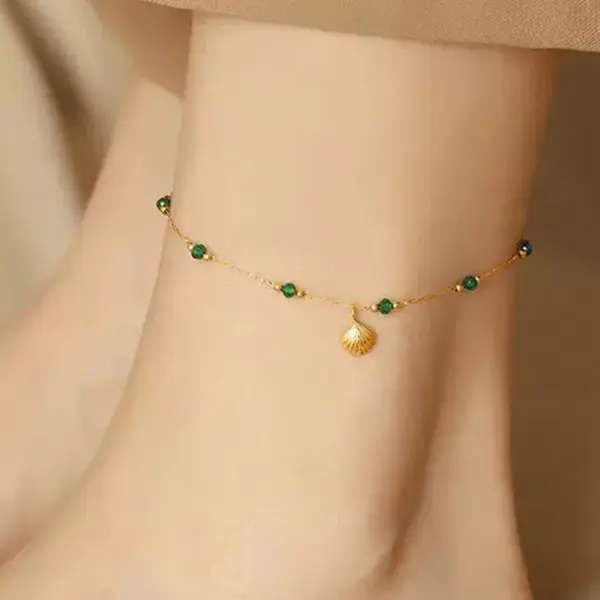 Wholesale 1 Piece Hawaiian Vacation Shell 304 Stainless Steel Waterproof Non Tarnish Ion Plating (IP) Real Gold Plated 18K Gold Women's Anklet