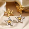 PVD Coated 18K Gold Plated Pentagram Star 304 Stainless Steel Casual Rock Streetwear Waterproof Non Tarnish Ear Studs