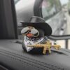 Wholesale Cowboy Hat Duck Car Center Console Ornament Black Duck Scarf Decoration Hand-Made Lemon Milk Tea Gift