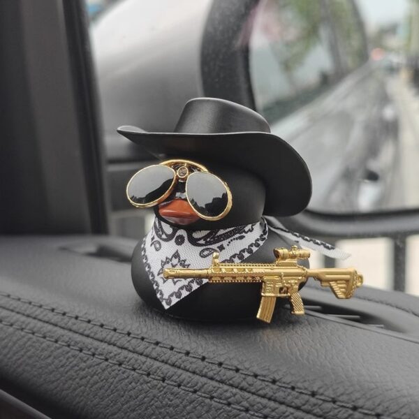 Wholesale Cowboy Hat Duck Car Center Console Ornament Black Duck Scarf Decoration Hand-Made Lemon Milk Tea Gift