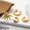 1 Piece Vintage Style Cool Style C Shape Geometric Plating Copper 18k Gold Plated Ear Studs